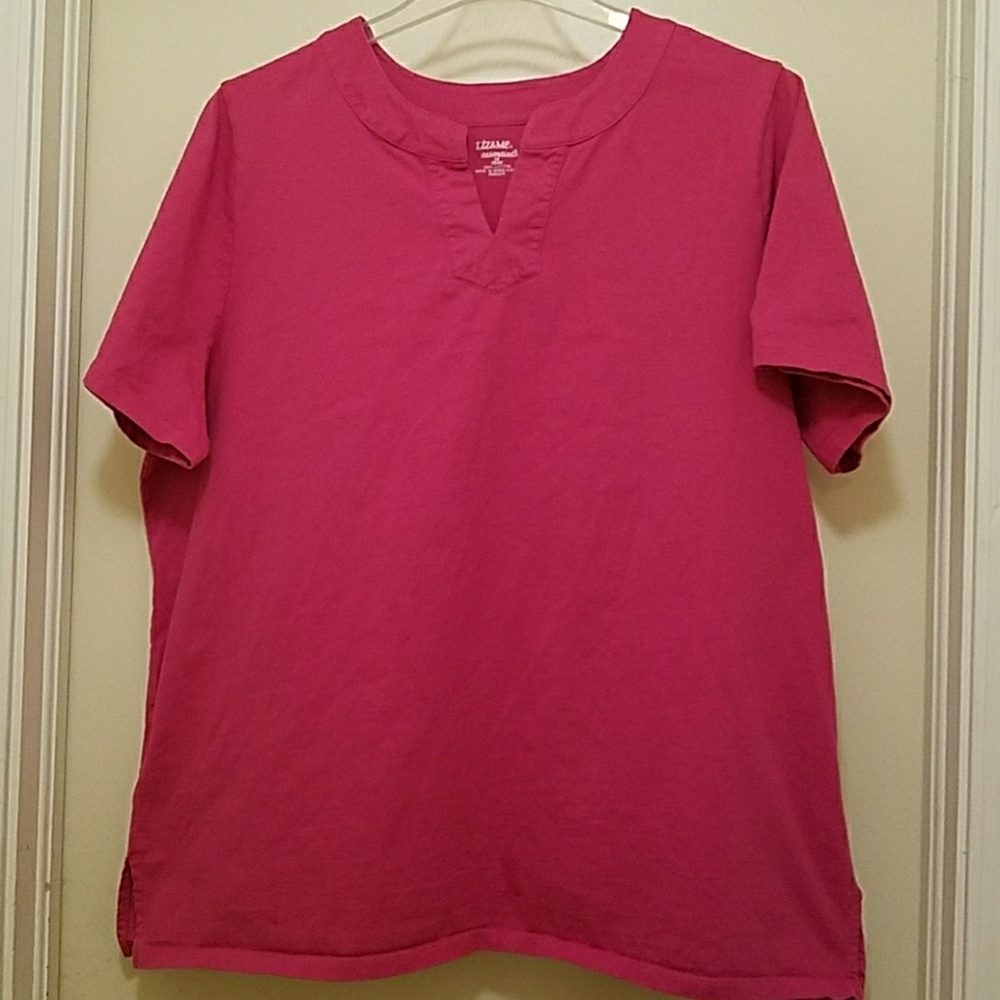 Slit neck t-shirt blouse